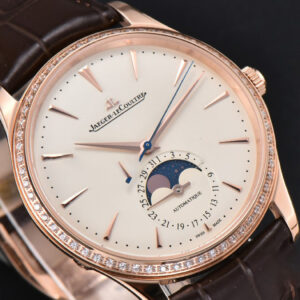 Master Ultra Thin Moonphase 1362501 APSF 39MM RG Diamond White Dial Brown Leather Strap SA925 - Image 4
