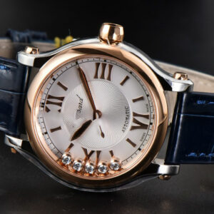 Happy Sport Automatic RG/SS 33mm HWF White Dial Blue Leather Starp A2892 - Image 16