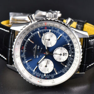 Navitimer B01 43mm BLSF Blue Dial White Subdial Black Leather Strap A7750 - Image 21