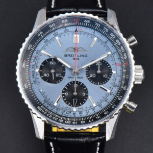 Navitimer B01 43mm BLSF Ice Blue Dial Black Subdial Black Leather Strap A7750