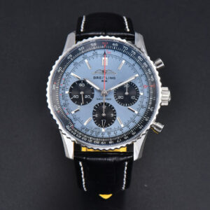 Navitimer B01 43mm BLSF Ice Blue Dial Black Subdial Black Leather Strap A7750 - Image 16