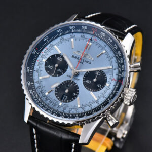 Navitimer B01 43mm BLSF Ice Blue Dial Black Subdial Black Leather Strap A7750 - Image 17