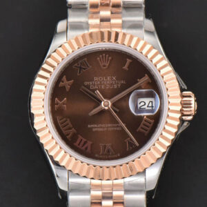 DateJust 28MM Ladies WF RG/SS Brown Dial Roma Marker Jubilee Bracelet A2236