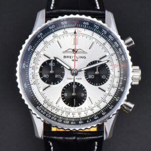 Navitimer B01 43mm BLSF Silver Dial Black Subdial Black Leather Strap A7750