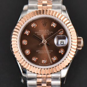 DateJust 28MM Ladies WF RG/SS Brown Dial Diamond Marker Jubilee Bracelet A2236