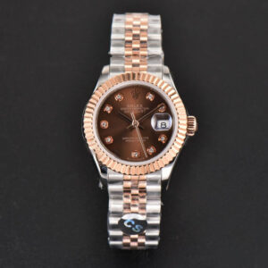 DateJust 28MM Ladies WF RG/SS Brown Dial Diamond Marker Jubilee Bracelet A2236 - Image 2