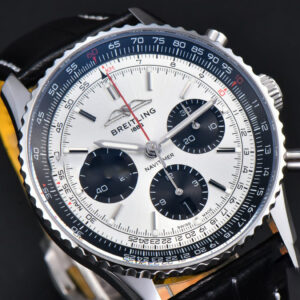 Navitimer B01 43mm BLSF Silver Dial Black Subdial Black Leather Strap A7750 - Image 25