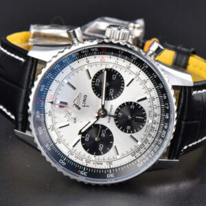 Navitimer B01 43mm BLSF Silver Dial Black Subdial Black Leather Strap A7750 - Image 26