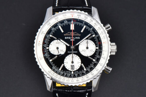 Navitimer B01 43mm BLSF Black Dial Black Leather Strap A7750