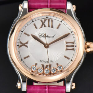 Happy Sport Automatic RG/SS 33mm HWF White Dial Rose Red Leather Starp A2892