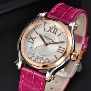 Happy Sport Automatic RG/SS 33mm HWF White Dial Rose Red Leather Starp A2892 - Image 9