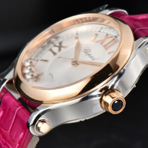 Happy Sport Automatic RG/SS 33mm HWF White Dial Rose Red Leather Starp A2892 - Image 15