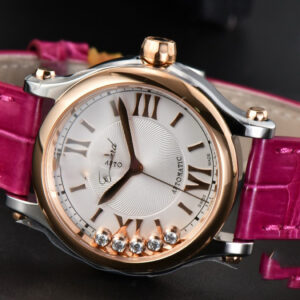 Happy Sport Automatic RG/SS 33mm HWF White Dial Rose Red Leather Starp A2892 - Image 17