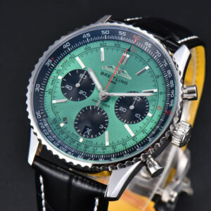 Navitimer B01 43mm BLSF Green Dial Black Subdial Black Leather Strap A7750 - Image 17