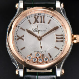 Happy Sport Automatic RG/SS 33mm HWF White Dial Green Leather Starp A2892