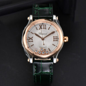 Happy Sport Automatic RG/SS 33mm HWF White Dial Green Leather Starp A2892 - Image 8
