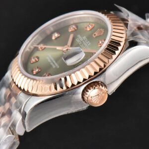DateJust 28MM Ladies WF RG/SS Green Dial Diamond Marker Jubilee Bracelet A2236 - Image 11