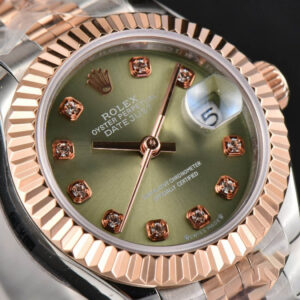 DateJust 28MM Ladies WF RG/SS Green Dial Diamond Marker Jubilee Bracelet A2236 - Image 12