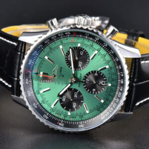 Navitimer B01 43mm BLSF Green Dial Black Subdial Black Leather Strap A7750 - Image 26