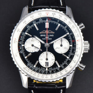 Navitimer B01 43mm BLSF Black Dial White Subdial Black Leather Strap A7750