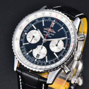 Navitimer B01 43mm BLSF Black Dial White Subdial Black Leather Strap A7750 - Image 17