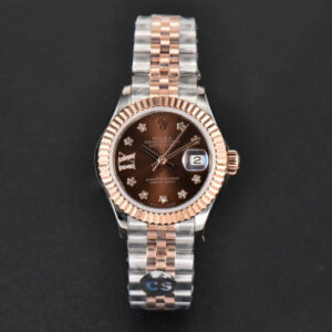 DateJust 28MM Ladies WF RG/SS Brown Dial Diamond Roma Marker Jubilee Bracelet A2236 - Image 2