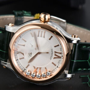 Happy Sport Automatic RG/SS 33mm HWF White Dial Green Leather Starp A2892 - Image 19