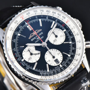 Navitimer B01 43mm BLSF Black Dial White Subdial Black Leather Strap A7750 - Image 25