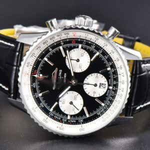 Navitimer B01 43mm BLSF Black Dial White Subdial Black Leather Strap A7750 - Image 26