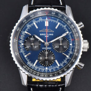 Navitimer B01 43mm BLSF Blue Dial Black Leather Strap A7750