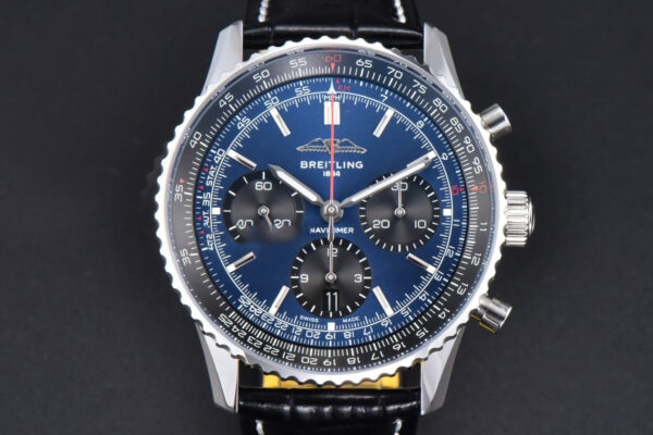 Navitimer B01 43mm BLSF Blue Dial Black Leather Strap A7750