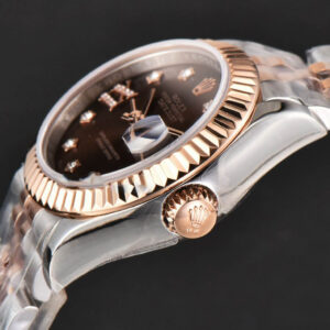 DateJust 28MM Ladies WF RG/SS Brown Dial Diamond Roma Marker Jubilee Bracelet A2236 - Image 11