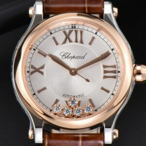 Happy Sport Automatic RG/SS 33mm HWF White Dial Brown Leather Starp A2892