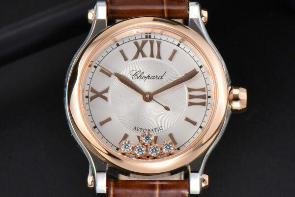 Happy Sport Automatic RG/SS 33mm HWF White Dial Brown Leather Starp A2892