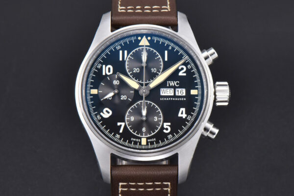 Pilot Chrono IW387903 ZF 41MM Black Dial Brown Leather Strap A7750