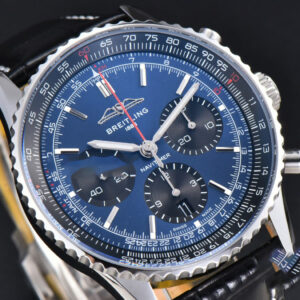 Navitimer B01 43mm BLSF Blue Dial Black Leather Strap A7750 - Image 25