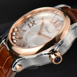 Happy Sport Automatic RG/SS 33mm HWF White Dial Brown Leather Starp A2892 - Image 16