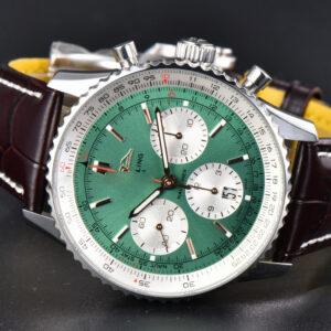 Navitimer B01 43mm BLSF Green Dial White Subdial Black Leather Strap A7750 - Image 18