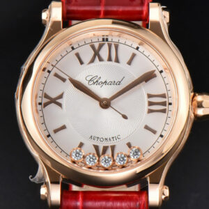 Happy Sport Automatic RG/SS 33mm HWF White Dial Red Leather Starp A2892