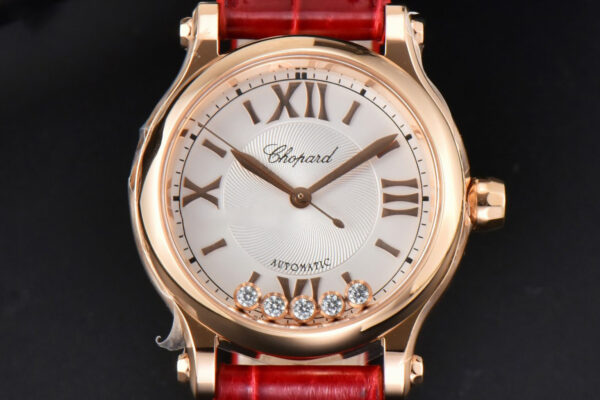 Happy Sport Automatic RG/SS 33mm HWF White Dial Red Leather Starp A2892
