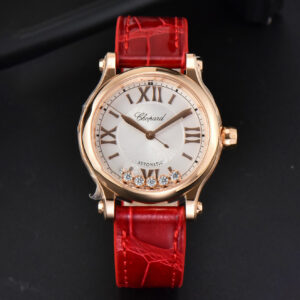 Happy Sport Automatic RG/SS 33mm HWF White Dial Red Leather Starp A2892 - Image 4