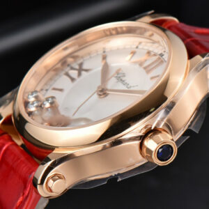 Happy Sport Automatic RG/SS 33mm HWF White Dial Red Leather Starp A2892 - Image 11
