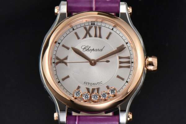 Happy Sport Automatic RG/SS 33mm HWF White Dial Grape Leather Starp A2892