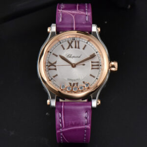 Happy Sport Automatic RG/SS 33mm HWF White Dial Grape Leather Starp A2892 - Image 7