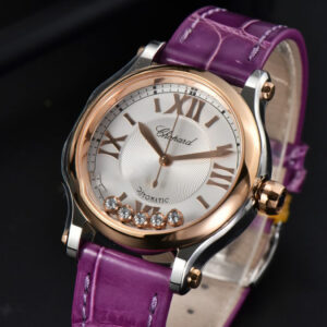 Happy Sport Automatic RG/SS 33mm HWF White Dial Grape Leather Starp A2892 - Image 8