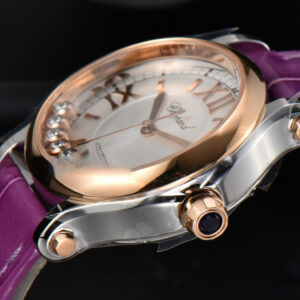 Happy Sport Automatic RG/SS 33mm HWF White Dial Grape Leather Starp A2892 - Image 15