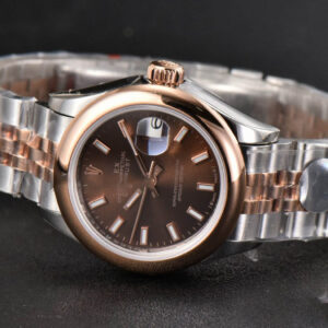 DateJust 28MM Ladies WF RG/SS Smooth Bezel Brown Dial Jubilee Bracelet A2236 - Image 13