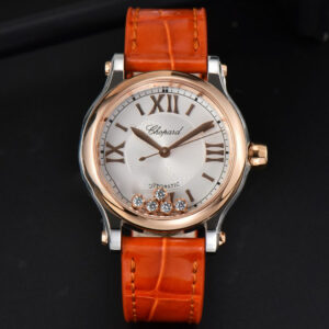 Happy Sport Automatic RG/SS 33mm HWF White Dial Orange Leather Starp A2892 - Image 8