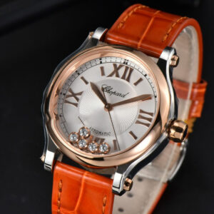 Happy Sport Automatic RG/SS 33mm HWF White Dial Orange Leather Starp A2892 - Image 9