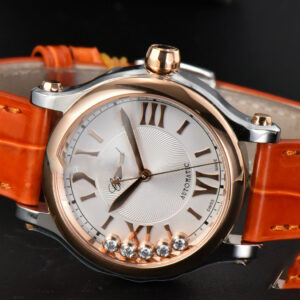 Happy Sport Automatic RG/SS 33mm HWF White Dial Orange Leather Starp A2892 - Image 18